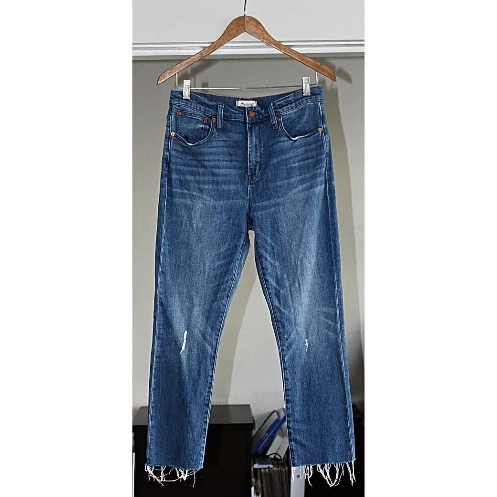 Madewell - High Rise, Slim Crop Boy Jean - Raw Hem Edition in Medium Wash, 27 - Picture 5 of 10